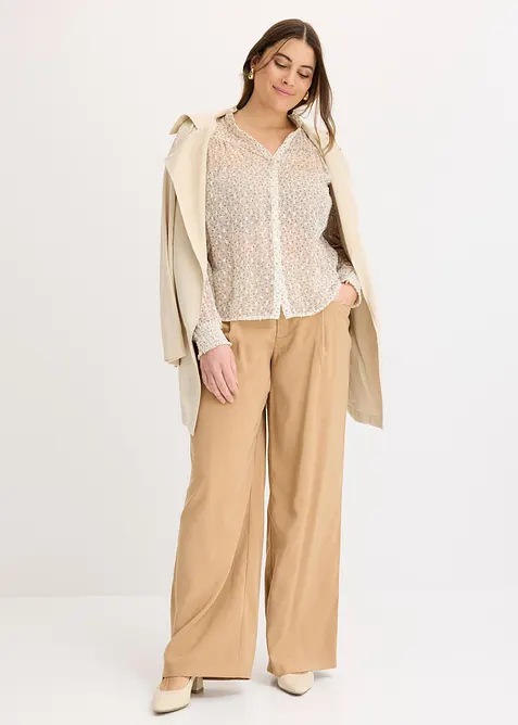 M&oslash;nstret chiffonbluse med rysjer, bonprix