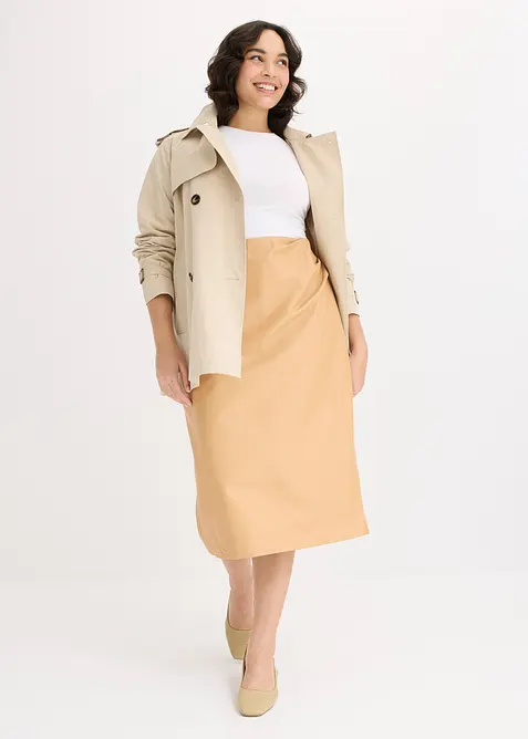 Midiskjørt i imitert skinn, bonprix