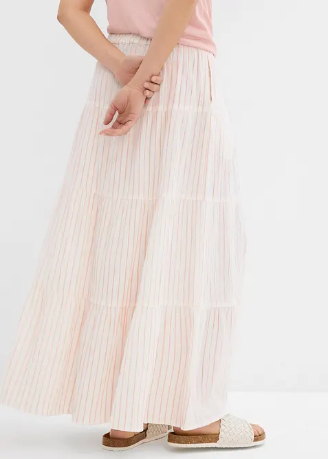 Maxiskjørt i 100% bomull med stripemønster, bonprix