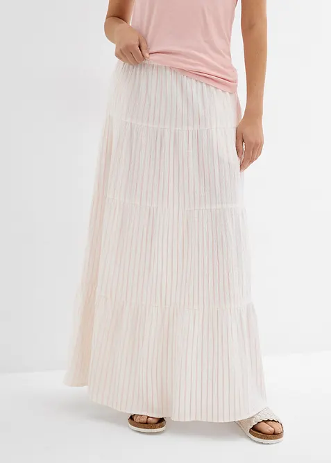 Maxiskjørt i 100% bomull med stripemønster, bonprix