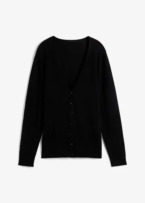 Finstrikket cardigan med knappestolpe, bonprix