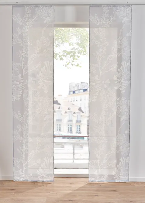 Panelgardin med trykt blomstermønster (1-pack), bonprix