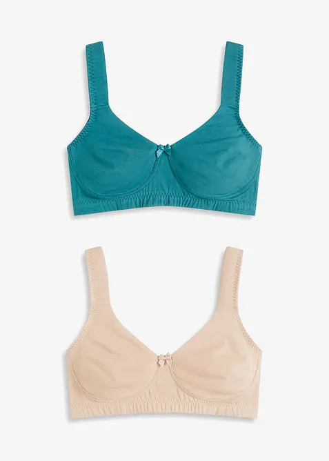 Minimizer T-skjorte-BH uten spiler med &oslash;kologisk bomull (2-pack), bonprix