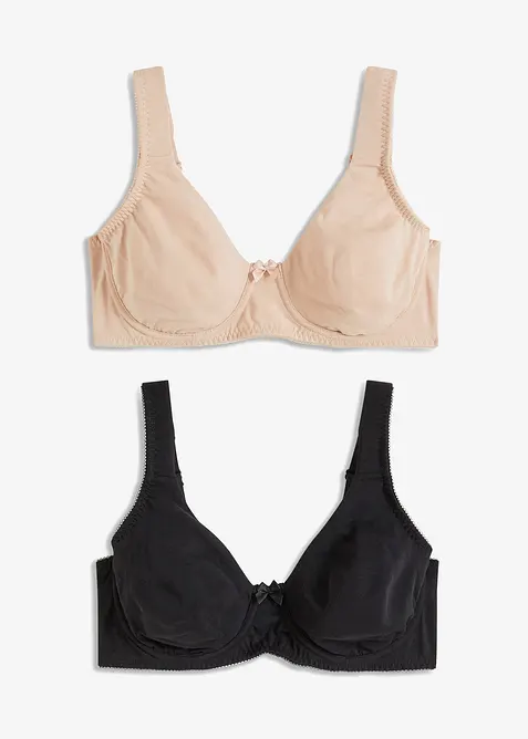 T-skjorte-BH med spiler og &oslash;kologisk bomull (2-pack), bonprix