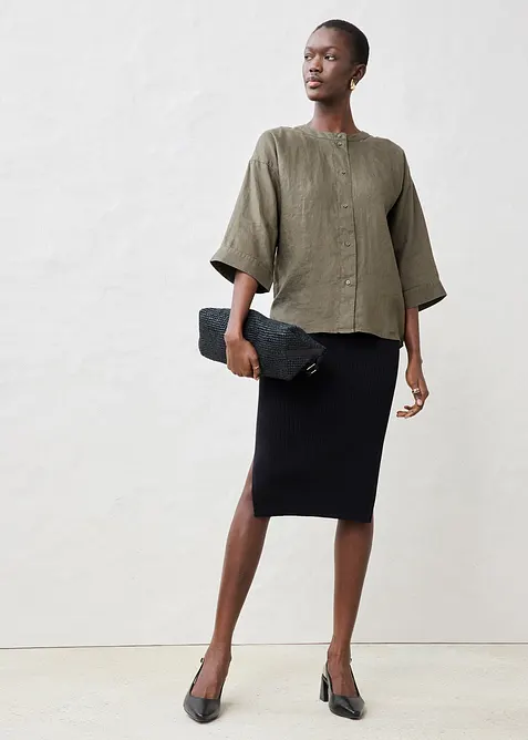 Oversized bluse i lin, bonprix