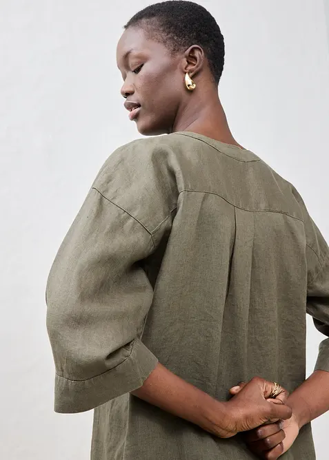 Oversized bluse i lin, bonprix