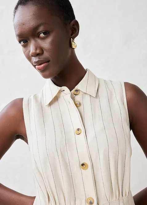 Skjortekjole i lin, bonprix