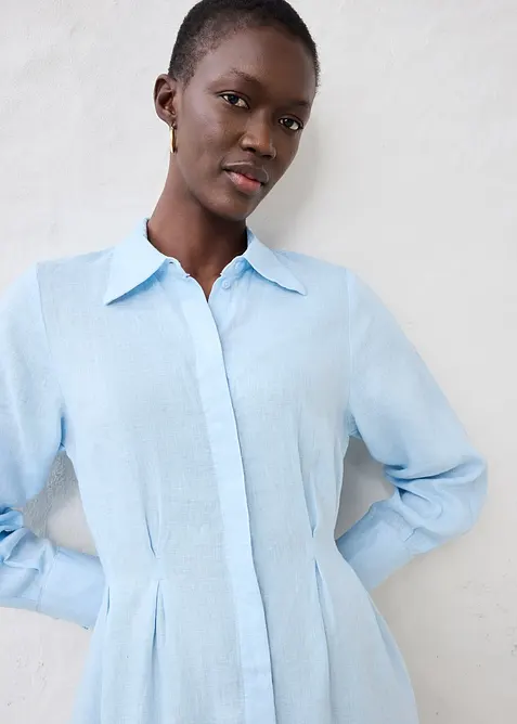 Skjortekjole i lin, bonprix