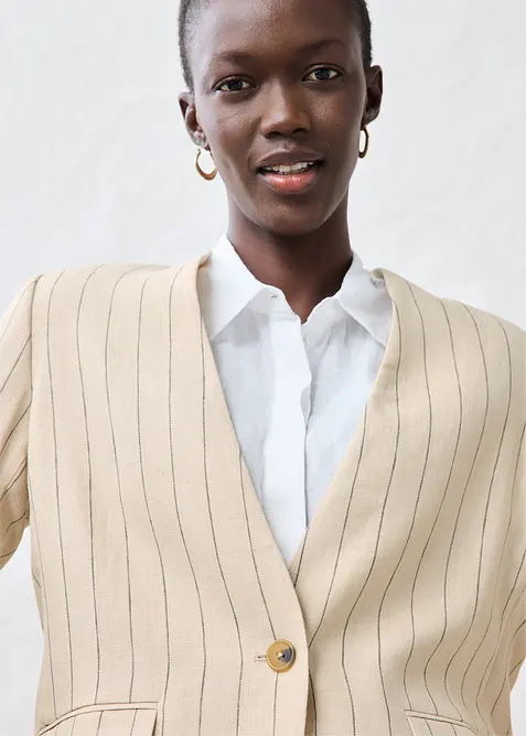 Blazer uten krage i lin, bonprix