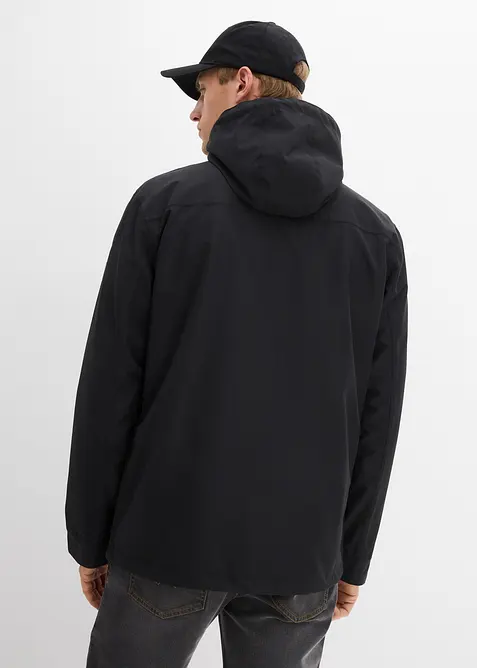 Funksjonsjakke i vannavvisende materiale med hette og detaljer i imitert skinn, bonprix