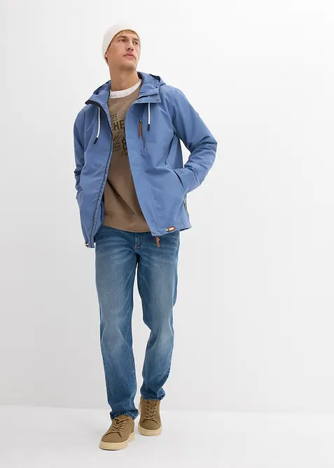 Funksjonsjakke i vannavvisende materiale med hette og detaljer i imitert skinn, bonprix