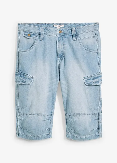 Lang cargo-bermudashorts i lett denim med stretch, Relaxed Fit, bonprix