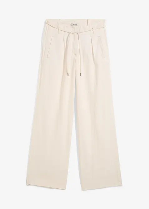 Paperbag bukse i luftig linmiks, bonprix