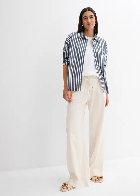 Paperbag bukse i luftig linmiks, bonprix