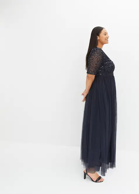 Selskapskjole i lett tyll med paljettbroderi, bonprix