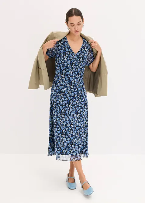 Midikjole i m&oslash;nstret mesh, bonprix