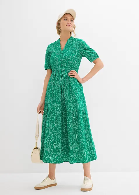 Midikjole i ren bomull og vid modell, bonprix