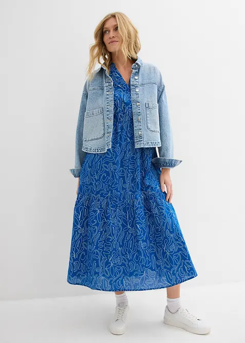 Midikjole i ren bomull og vid modell, bonprix