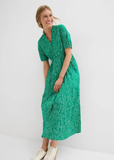 Midikjole i ren bomull og vid modell, bonprix