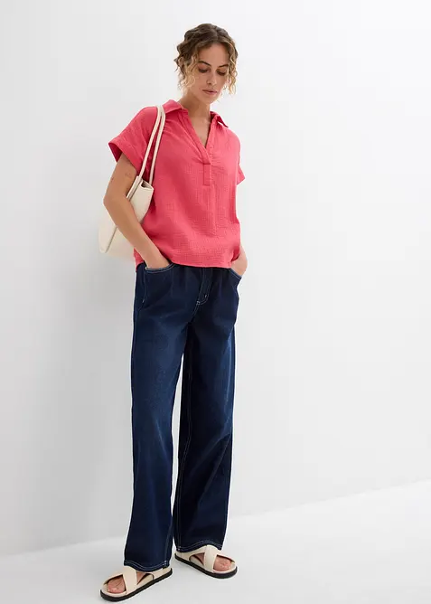 Kortermet, lett musselinbluse, bonprix