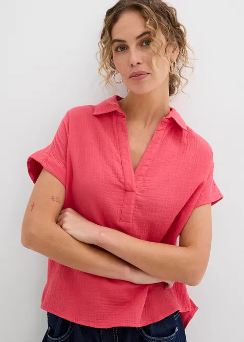 Kortermet, lett musselinbluse, bonprix