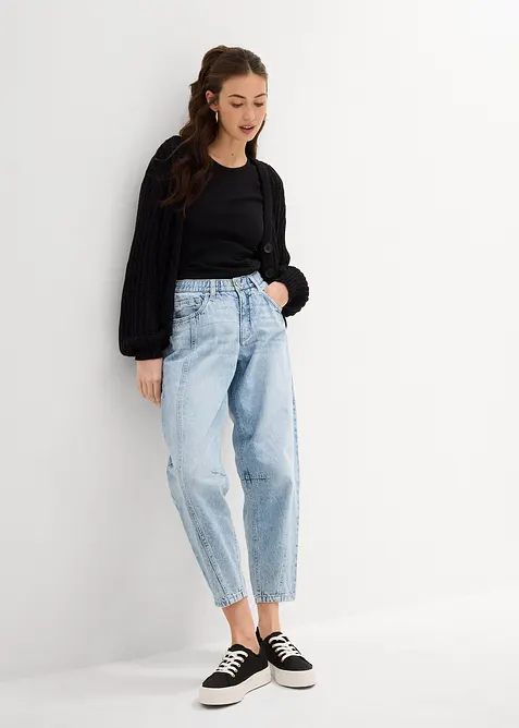 Barrel-jeans Mid Waist Low Stretch, cropped, bonprix