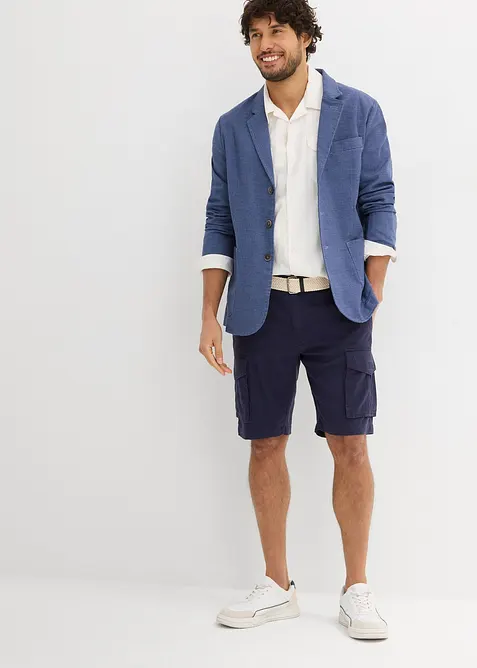 Regular Fit-cargo-bermudashorts i lin-miks med belte, bonprix