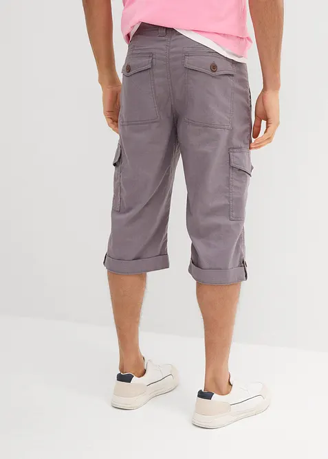 Lang cargo bermudashorts i lett linmiks, Regular Fit, bonprix