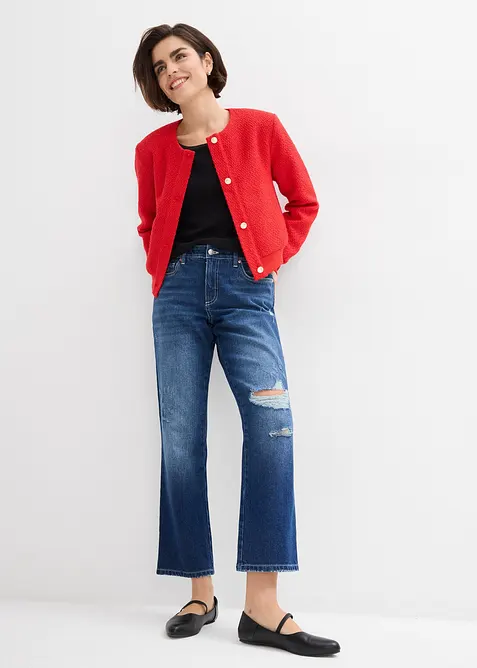 Straight-jeans, Mid Waist komfortlinning Low Stretch, cropped, bonprix