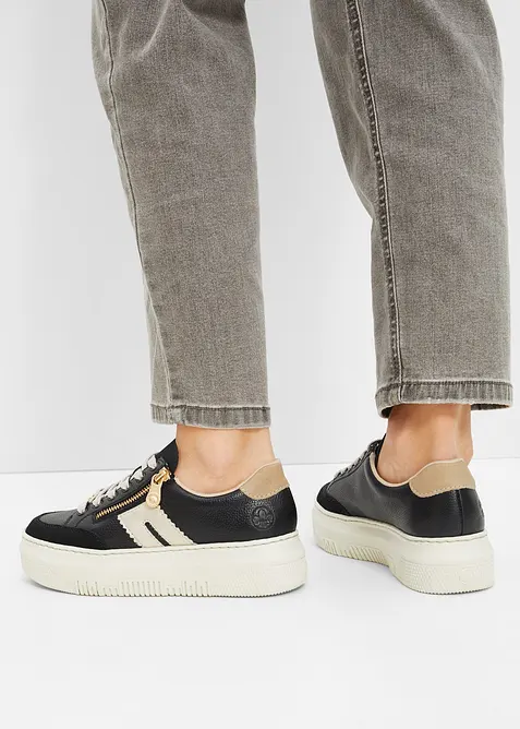 Komfort-plat&aring;sneakers i skinn fra Rieker, Rieker