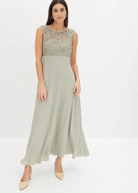 Maxikjole med blonder, bonprix