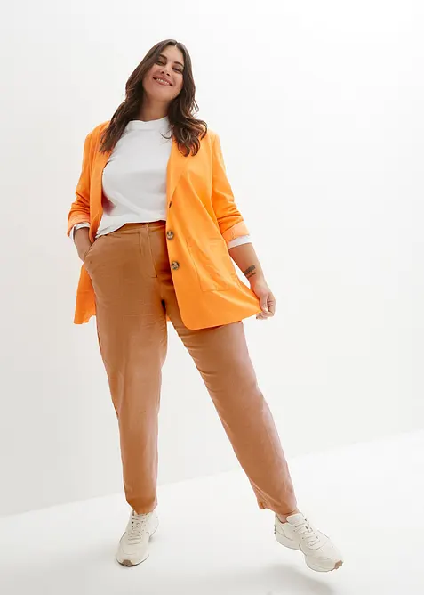 High Waist-bukse i lin-viskosemiks med kortere benlengde, bonprix