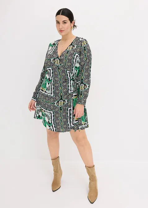 M&oslash;nstret omslagskjole i sateng, bonprix