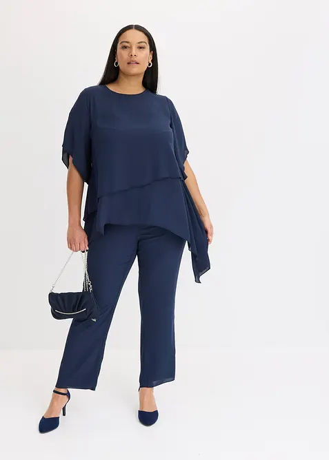 Bluse i lag p&aring; lag-stil med snipper i falden, bonprix