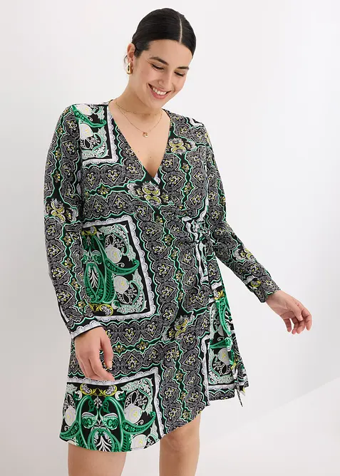 M&oslash;nstret omslagskjole i sateng, bonprix