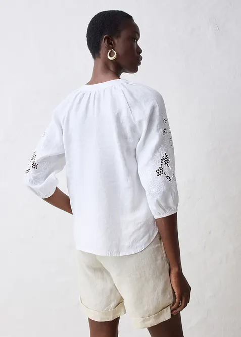 Tunika i lin med hullbroderi, bonprix