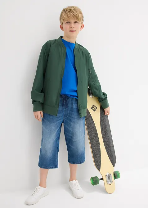 Slip on-jeansbermuda for barn, Slim Fit, bonprix