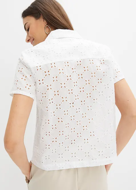 Moderne bluse med hullbroderi, bonprix