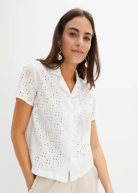 Moderne bluse med hullbroderi, bonprix