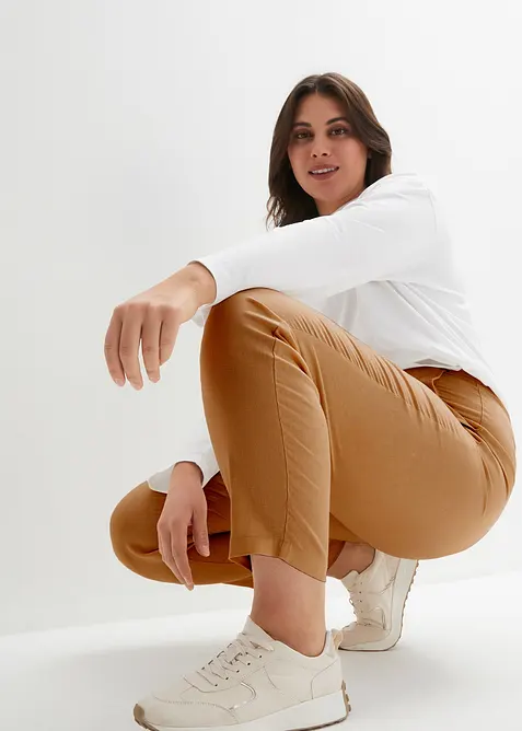 High Waist-bukse i lin-viskosemiks med kortere benlengde, bonprix