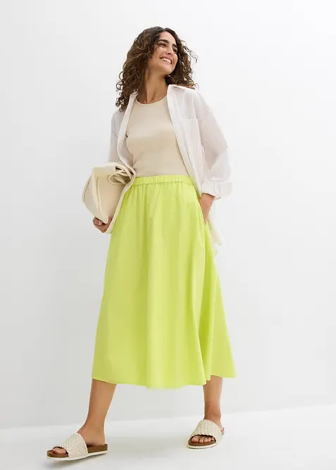 Midiskjørt i linmiks, bonprix