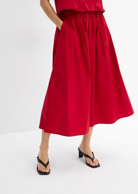 Midiskjørt i ren bomull, bonprix