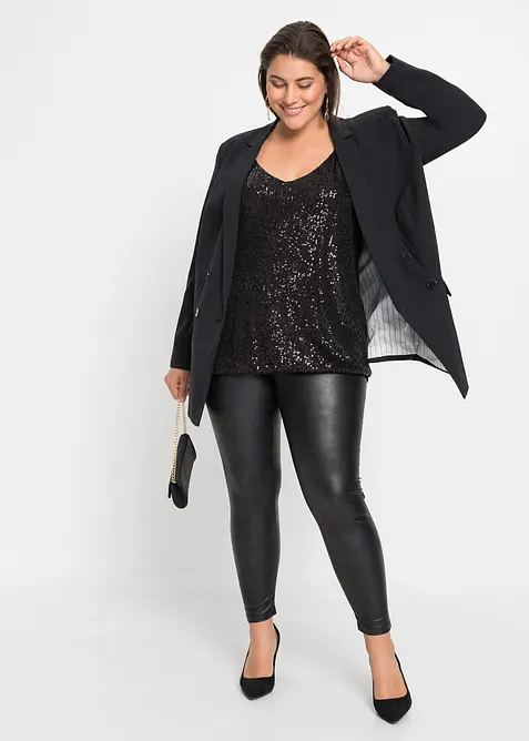 Jerseytopp med paljetter av myk viskosemiks, bonprix