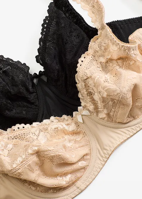 Bøyle-BH med delikate blonder (2-pack), bonprix