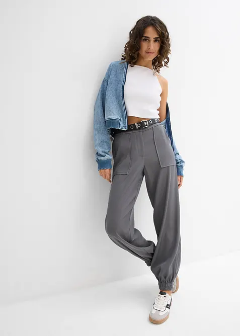 Ribbet topp i &oslash;kologisk bomull, bonprix