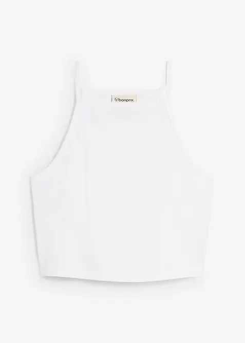 Ribbet topp i &oslash;kologisk bomull, bonprix