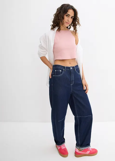 Ribbet topp i økologisk bomull, bonprix