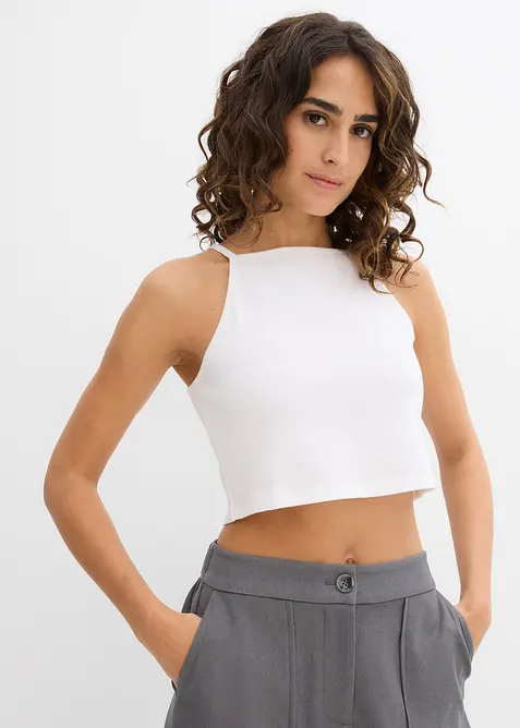 Ribbet topp i &oslash;kologisk bomull, bonprix