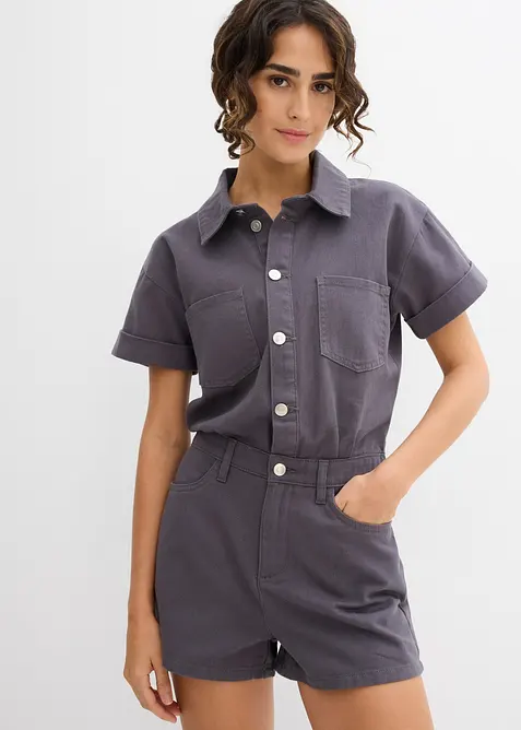 Jumpsuit i 100% bomull og kort modell, bonprix