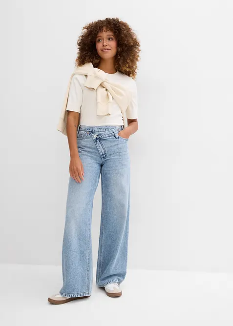 Wide Leg-jeans Mid Waist, Low Stretch, bonprix